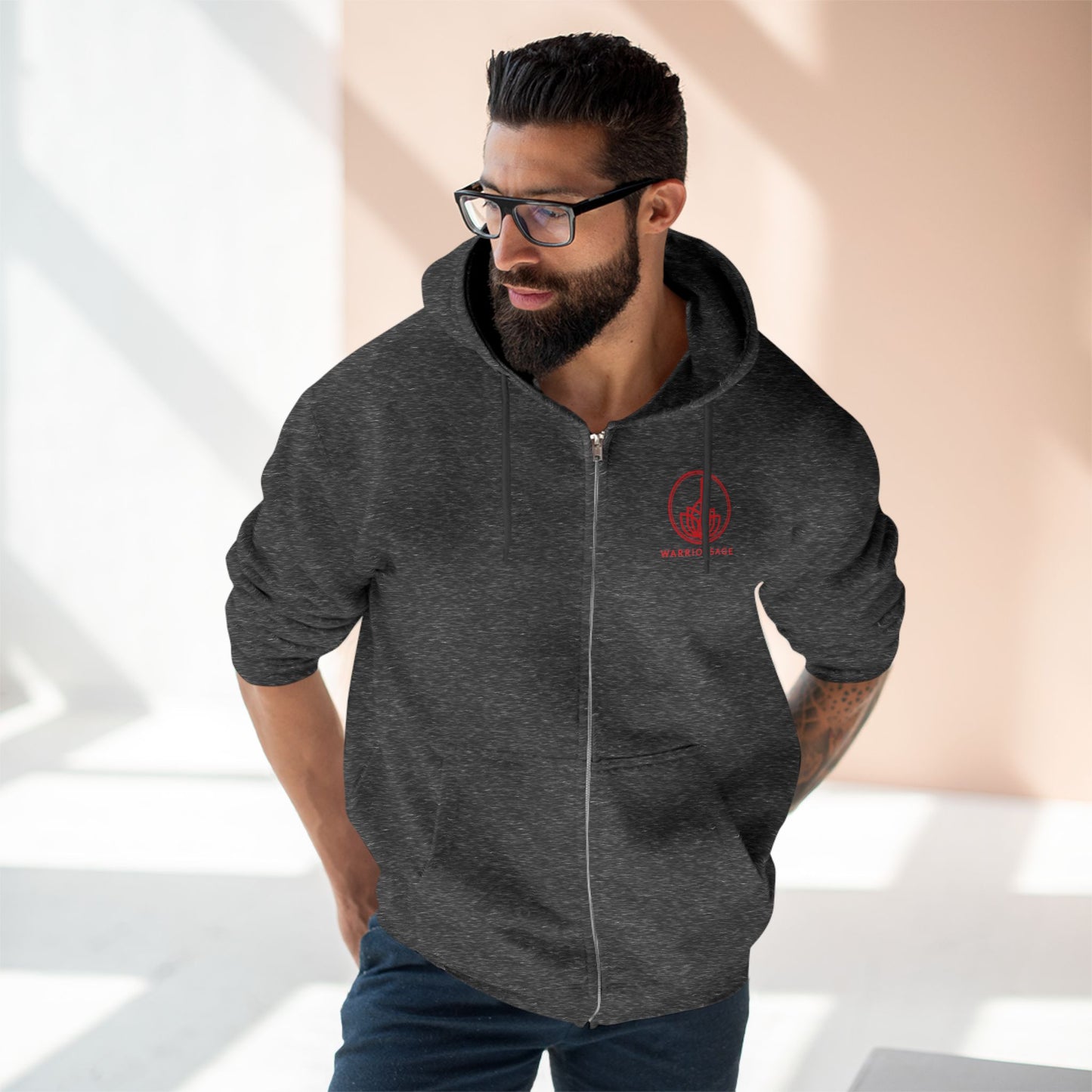 WarriorSage Logo Unisex Premium Full Zip Hoodie
