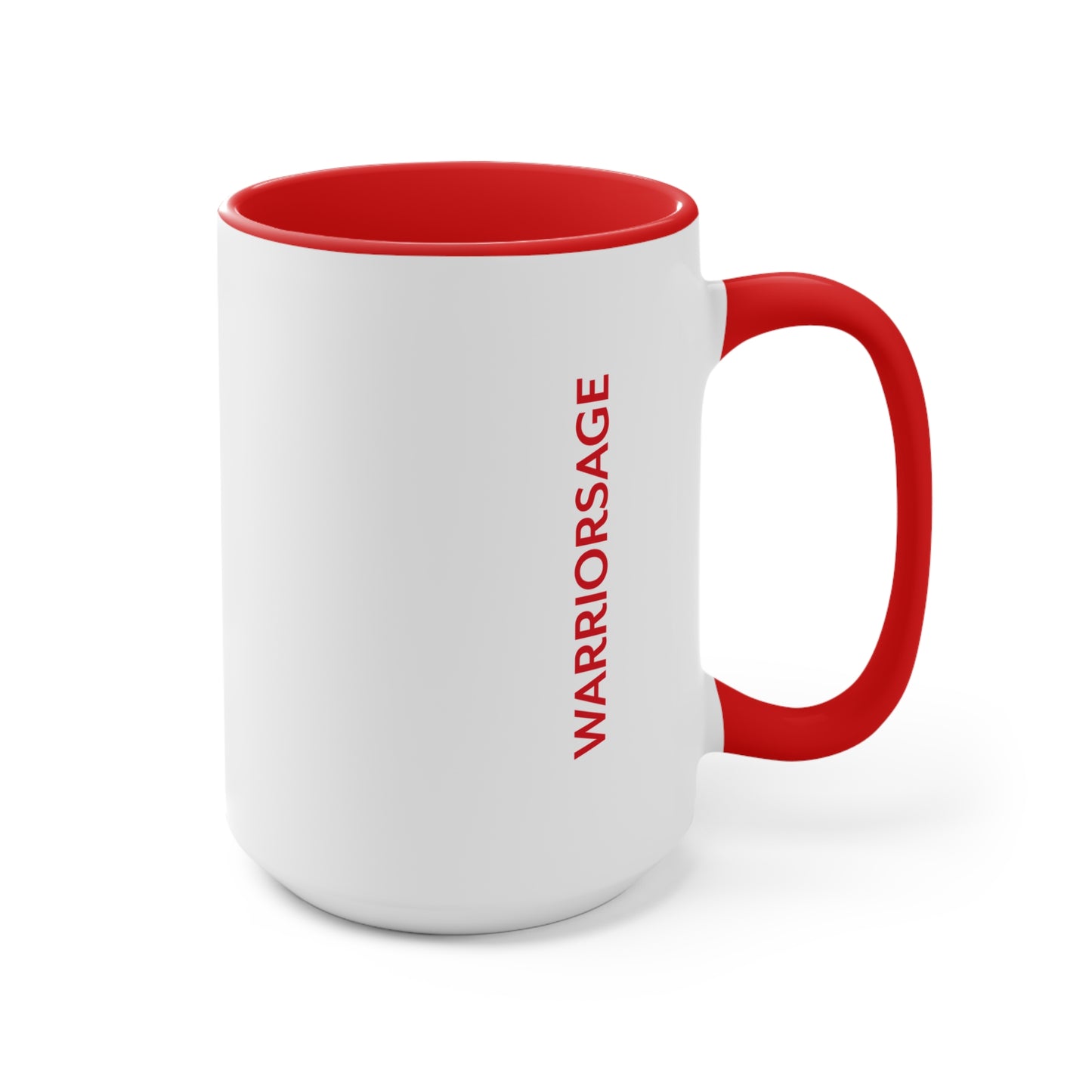 Lotus Sword Accent Mug — Red Interior & Handle, Zen Samurai Coffee Cup