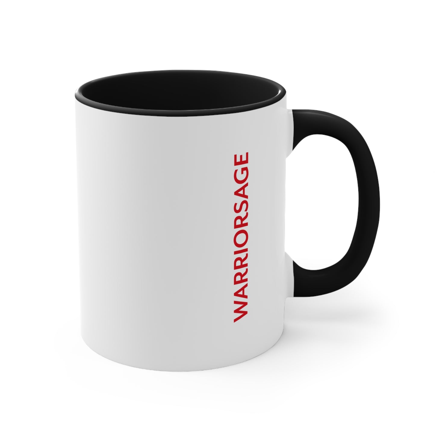 Lotus Sword Accent Mug — Red Interior & Handle, Zen Samurai Coffee Cup