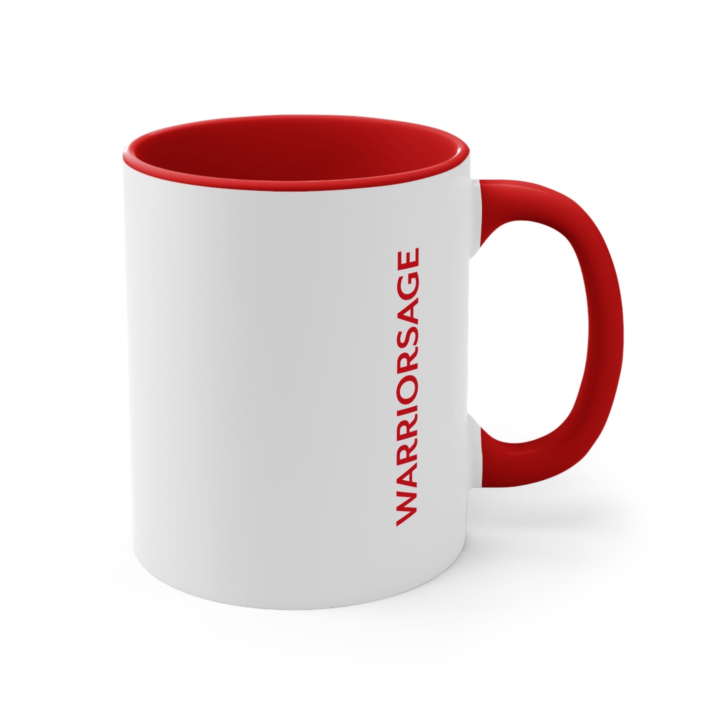 Lotus Sword Accent Mug — Red Interior & Handle, Zen Samurai Coffee Cup