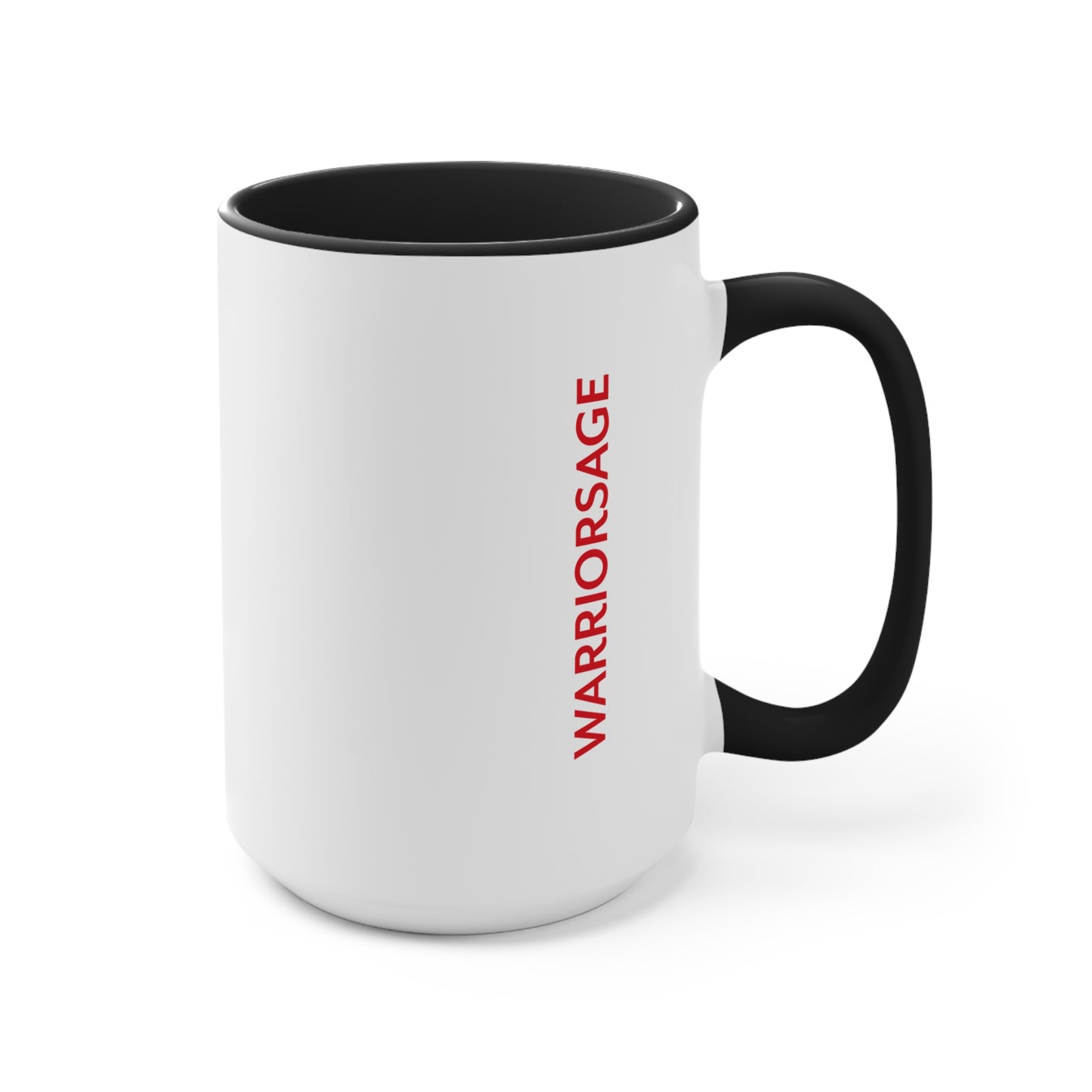 Lotus Sword Accent Mug — Red Interior & Handle, Zen Samurai Coffee Cup